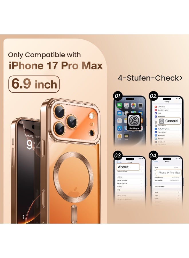 GolbinBox Magnetic for iPhone 17 Pro Max Case with Stand, [Compatible with MagSafe], Camera Control Capture Button, 17FT Military-Grade Protection, Shockproof Slim Phone Case 6.9"(Rose Gold/Clear) - Image 2